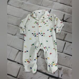 vintage Pastels White Kids Footie with Multicolor Print